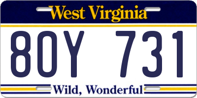 WV license plate 8OY731