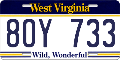 WV license plate 8OY733