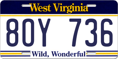 WV license plate 8OY736