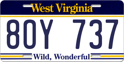 WV license plate 8OY737