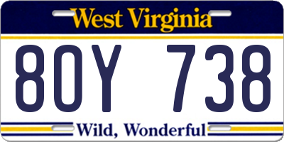 WV license plate 8OY738