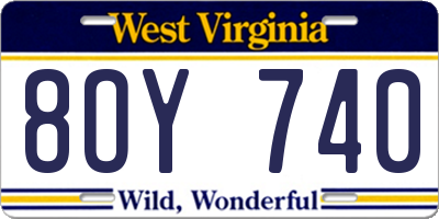 WV license plate 8OY740