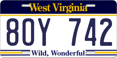 WV license plate 8OY742