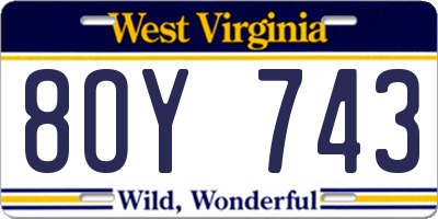 WV license plate 8OY743