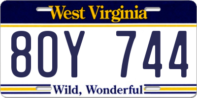 WV license plate 8OY744