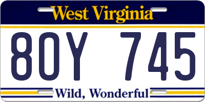 WV license plate 8OY745
