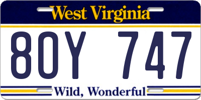 WV license plate 8OY747