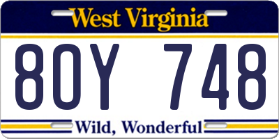 WV license plate 8OY748