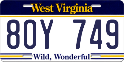 WV license plate 8OY749