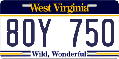 WV license plate 8OY750