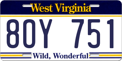 WV license plate 8OY751