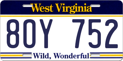 WV license plate 8OY752
