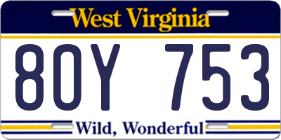 WV license plate 8OY753
