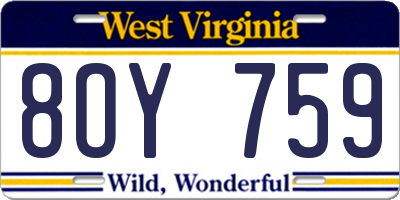 WV license plate 8OY759