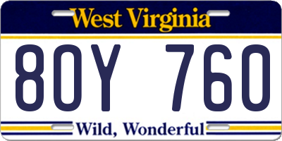 WV license plate 8OY760