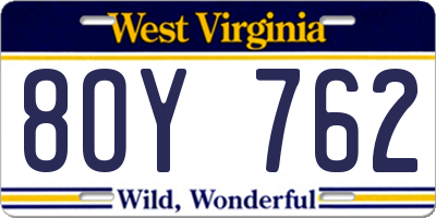 WV license plate 8OY762