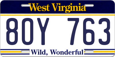 WV license plate 8OY763