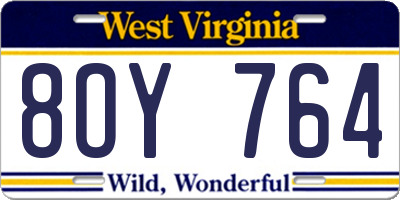 WV license plate 8OY764