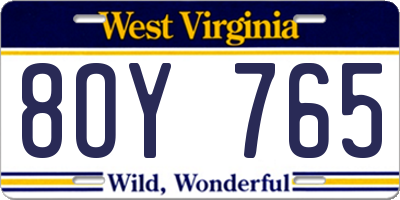 WV license plate 8OY765