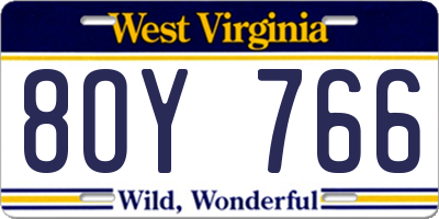 WV license plate 8OY766