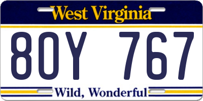 WV license plate 8OY767