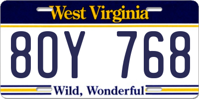 WV license plate 8OY768