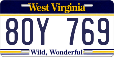 WV license plate 8OY769