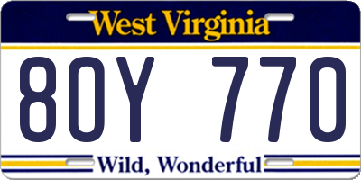 WV license plate 8OY770
