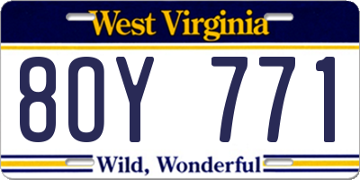 WV license plate 8OY771