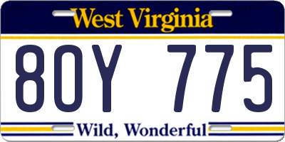 WV license plate 8OY775