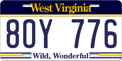 WV license plate 8OY776