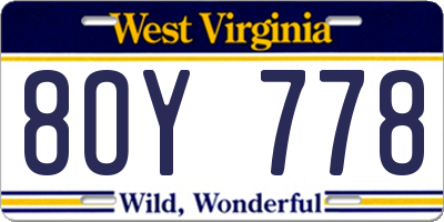 WV license plate 8OY778