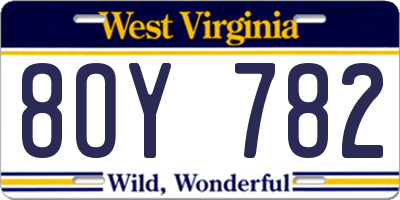 WV license plate 8OY782