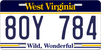 WV license plate 8OY784
