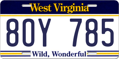 WV license plate 8OY785