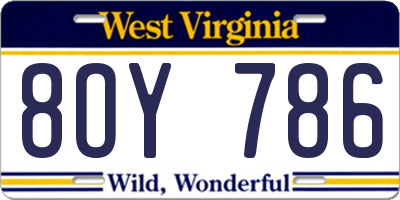 WV license plate 8OY786