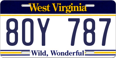 WV license plate 8OY787