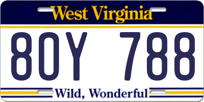 WV license plate 8OY788