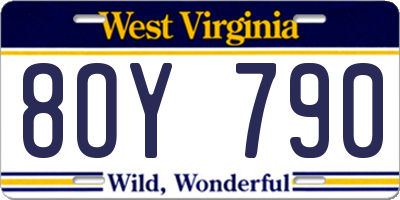 WV license plate 8OY790