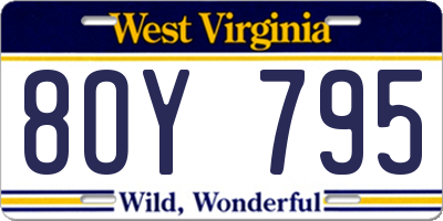 WV license plate 8OY795