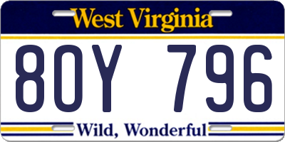 WV license plate 8OY796