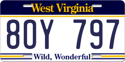 WV license plate 8OY797