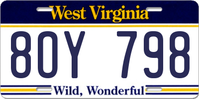 WV license plate 8OY798