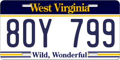 WV license plate 8OY799