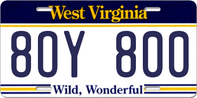WV license plate 8OY800