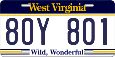 WV license plate 8OY801