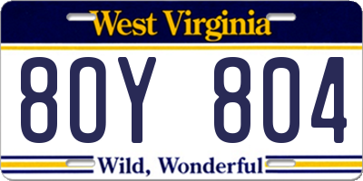 WV license plate 8OY804