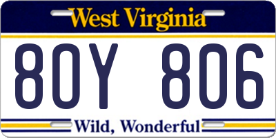 WV license plate 8OY806