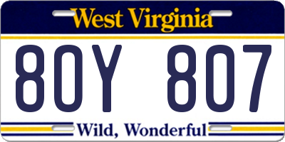 WV license plate 8OY807