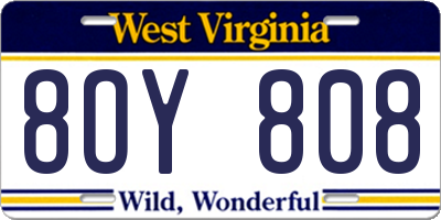WV license plate 8OY808